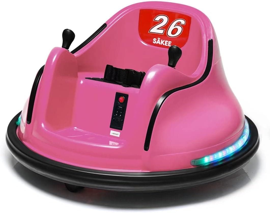 12V Bumper Car for Kids with Remote Control Flashing Lights Music DIY Stickers for 1.5-6 Years Old Baby Toddlers Electric Ride on Cars Vehicle Toys 66LBS Weight Capacity, Passed ASTM Test