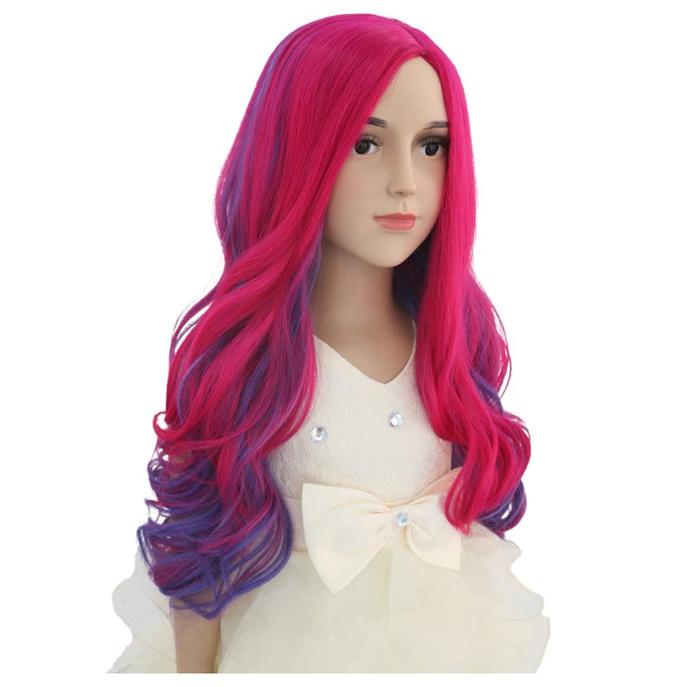 PATTNIUM Pink Purple Wig Kids Long Wavy Wig Pink Mix Purple Wig Girls Costume Wig Heat Resistant Synthetic Cosplay Halloween Party Wig (Pink Purple)