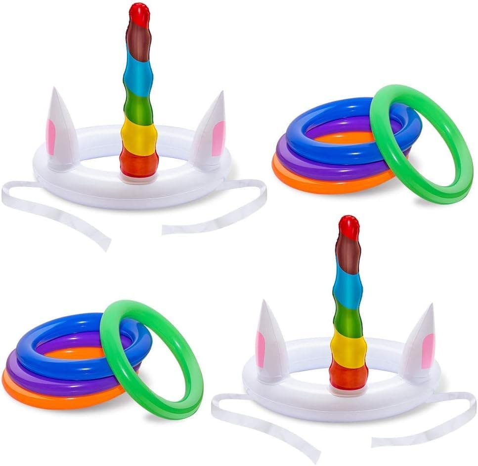 Ygoing 2 Pack Inflatable Unicorn Ring Toss Game for Family Kids Adult Pool Beach Party