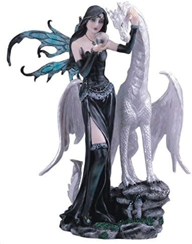 StealStreet SS-G-91467 Black Fairy with White Dragon Collectible Figurine Decoration Statue