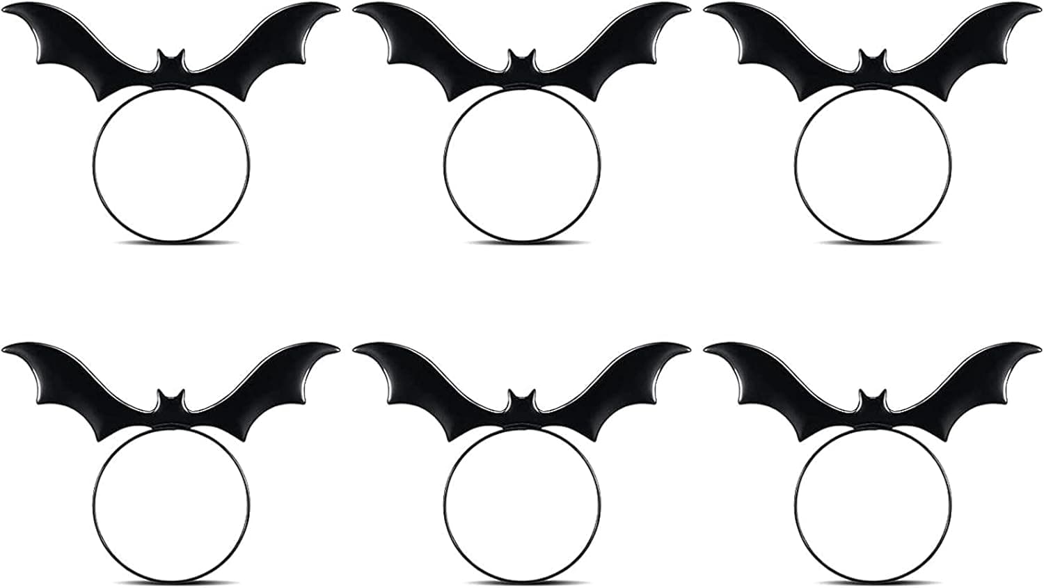 Getfitsoo Halloween Metal Napkin Rings Set of 6, Halloween Napkin Holders Bat Shape for Halloween Decorations Thanksgiving Holiday Party Home Kitchen Dinner Table Setting (BAT)