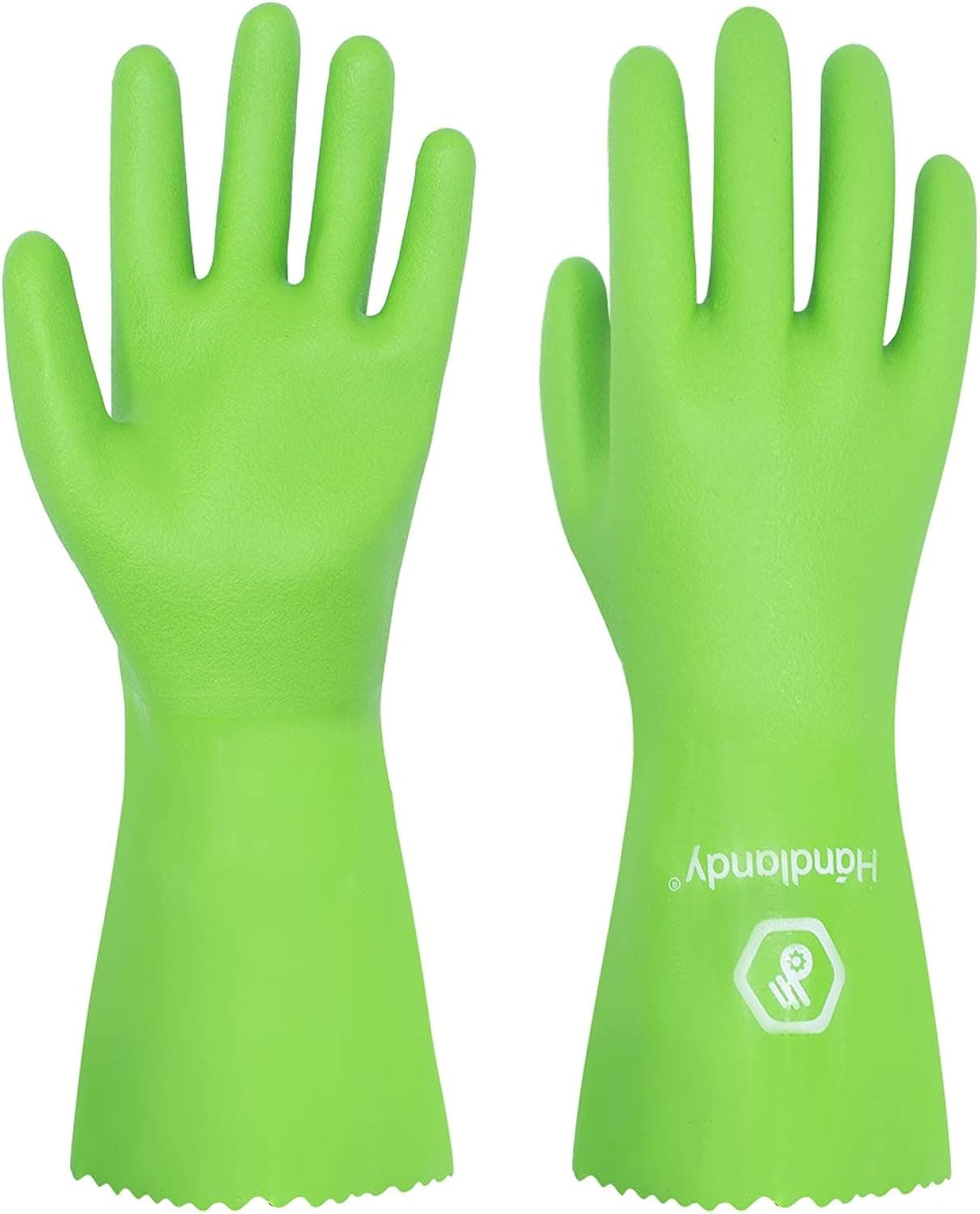 HANDLANDY Reusable Chemical Resistant Gloves, Nitrile Heavy Duty Waterproof Industrial Safety Work Gardening Cleaning Gloves