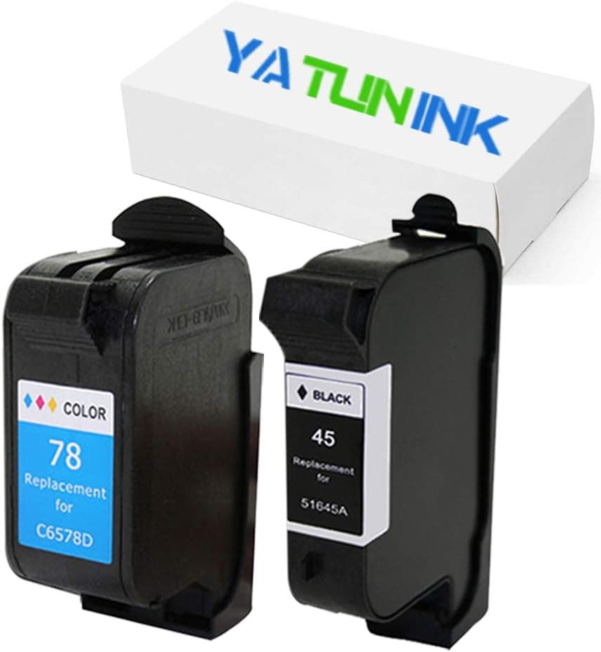 YATUNINK Remanufactured Ink Cartridge Replacement for HP 45 78 Ink Cartridge 51645A C6578DN for Deskjet 6127 Deskjet 960 Deskjet 995 Series Printer (1 Black 1 Color,2 Pack)