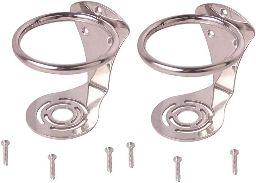 2Pcs Boat Ring Cup Holder Stainless Steel Ringlike Drink Holder for Marine Yacht