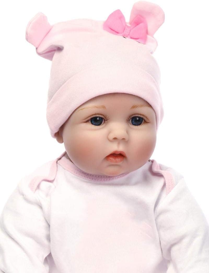 Valson 22" 55cm Handmade Soft Silicone Vinyl Real Looking Realistic Lovely Reborn Baby Girl Dolls Newborn Doll Similar to Real Baby for Kids Birthday Xmas Gift Children Playmate Growth Partner