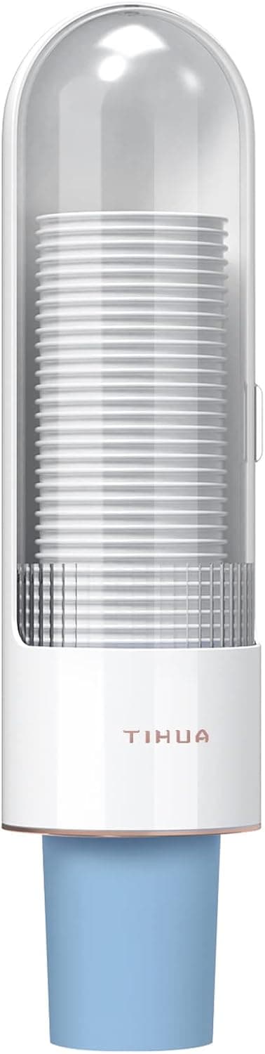 Samhe Cup Dispenser, Bathroom Water Cooler Cup Dispenser for 3oz to 7oz Small Cups, Capsule-Shaped Paste Mounted Cup Holder for Home Hospital Office, White