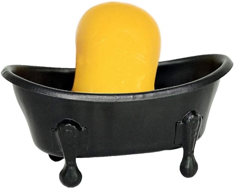 TenFuju 5.5" Black Clawfoot Bathtub Metal Tube Decortative Soap Dish Holder Shower Bar Soap Tray for Bathroom or Kitchen,1 Pack