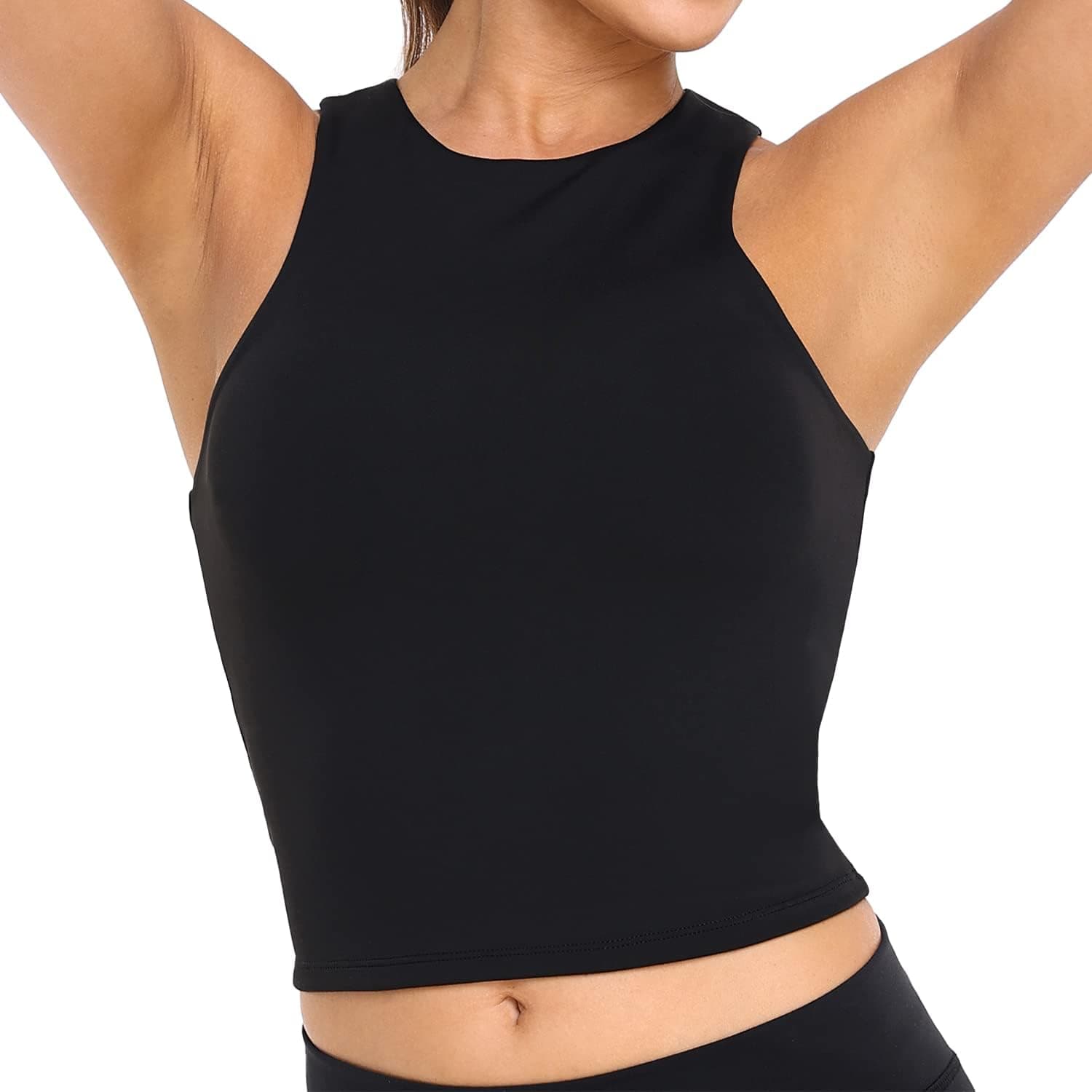 Colorfulkoala Women's Tank Tops Body Contour Sleeveless Crop Double Lined Yoga Shirts