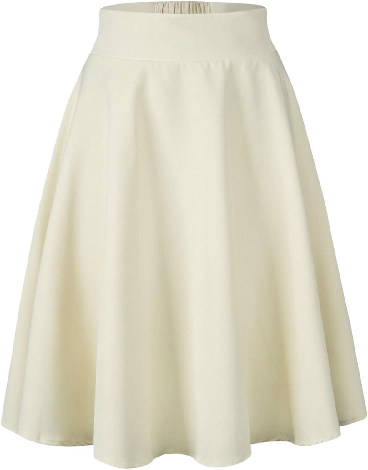 PERSUN Women‘s Elegant High Waist Skater Flared A-Line Midi Skirt
