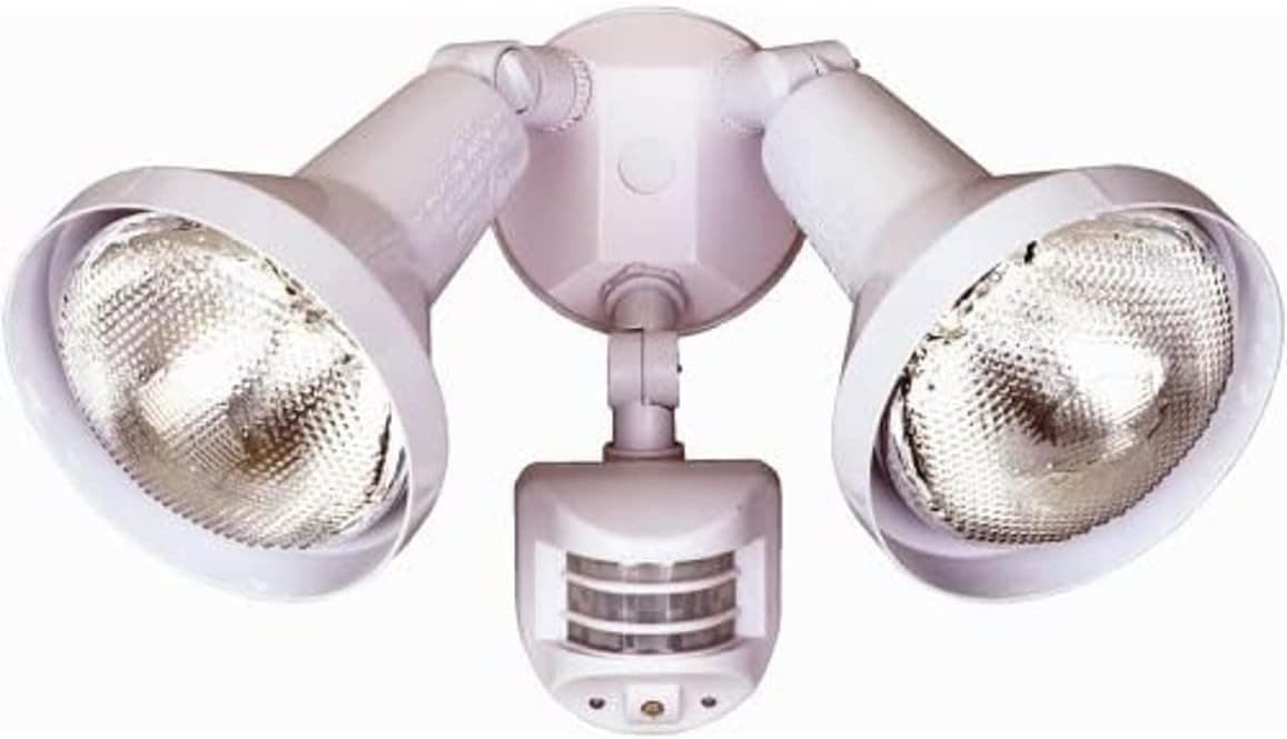 Designers Edge L992WH 180-Degree Metal Motion Activated Outdoor Twin Floodlight with Bulb Shields, 150-watt, White