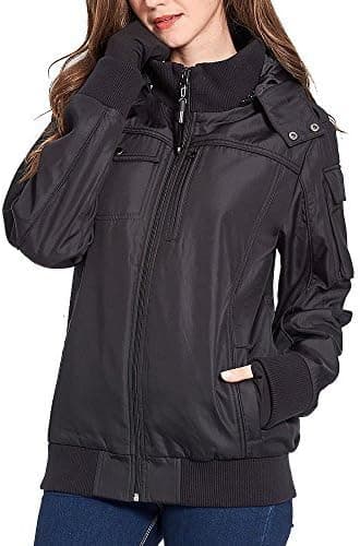 BOMBAX Women Travel Jacket 10 Pocket Flight Bomber Windbreaker Coats Outwear