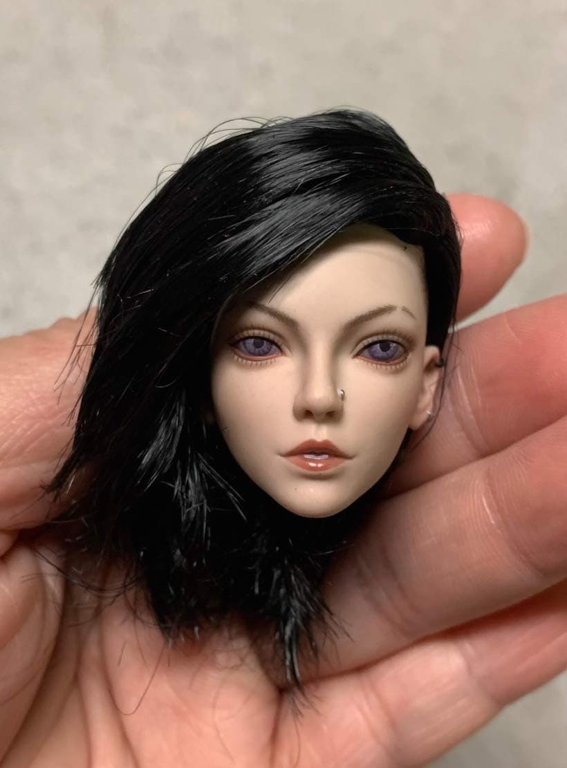 1/6 Scale Female Head Sculpt with Rooted Black Hair for 12" Action Figure…