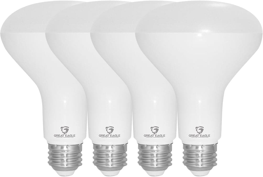 Great Eagle R30 or BR30 LED Bulb, 12W (100W Equivalent), 1250 Lumens, Brighter Upgrade for 65W Bulb, 3000K Bright White Color, for Recessed Can Use, Wide Flood, Dimmable, and UL Listed (Pack of 4)