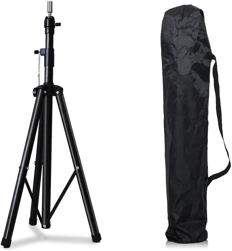 Huadao Tripod Stand for Canvas Block Head Adjustable Wig Head Stand Holder for Cosmetology Hairdressing Training Practice Wig Display Styling Metal Mannequin Wig Head Stands with Smartphone Clamp Mount (Black), Black