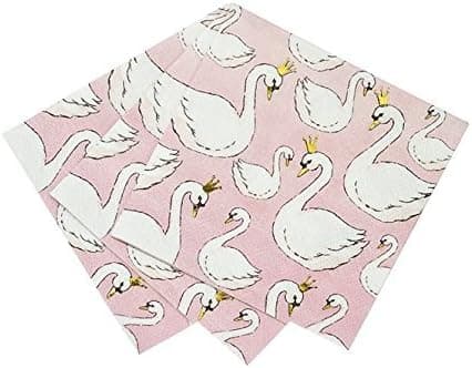 Swan Design Cocktail Napkin with Gold Foil Party Supplies Pk 32