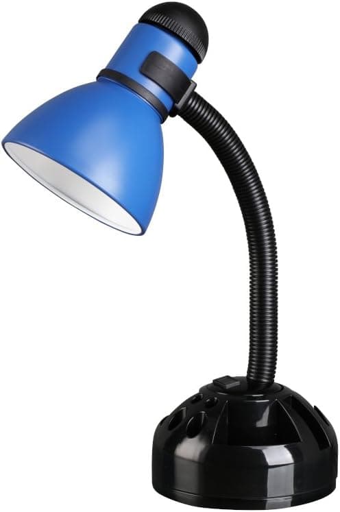 Aspen Creative 40041-3, 1-Light High Organizer Desk Lamp with Metal Lamp Shade and Rotary Switch, Modern Design in Black & Blue, 19" High