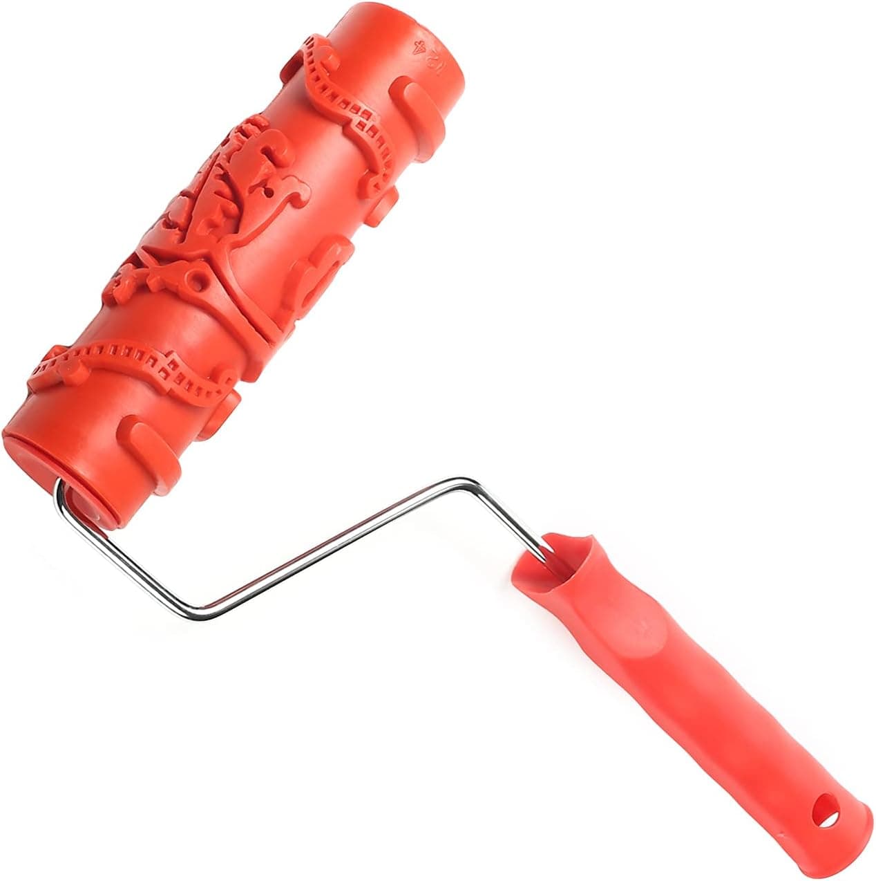 Utoolmart 7" Home Wall Rubber Paint Roller 175mm Wooden Grain Painting Roller with Plastic Handle 1Pcs
