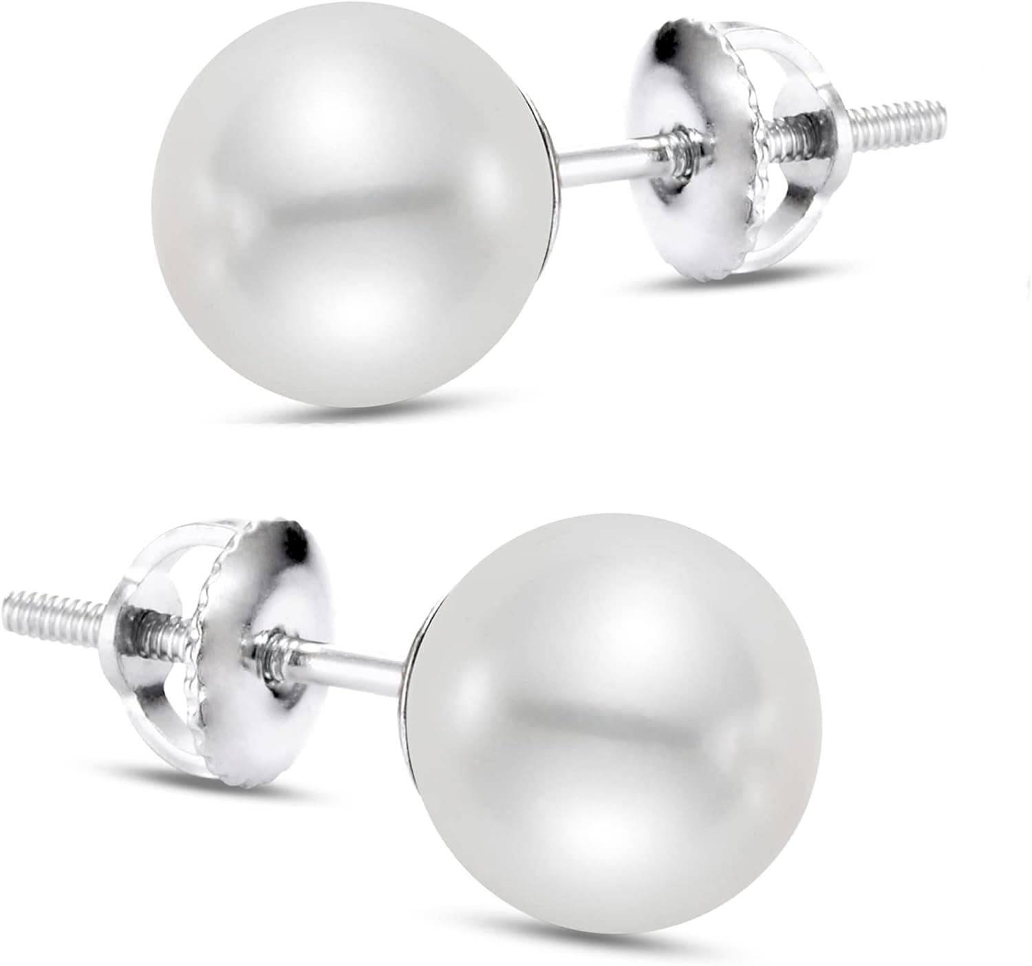 ISAAC WESTMAN White Japanese Akoya Cultured Pearl Stud Earrings | AAA High Luster Pearls | Screw Back