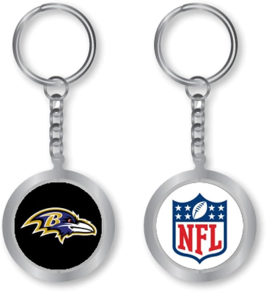 aminco NFL unisex-adult Nfl Silver Spinning Logo Keychain