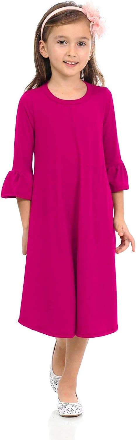 Pastel by Vivienne Honey Vanilla Girls' Bell Sleeve Trapeze Dress with Easy Removable Label