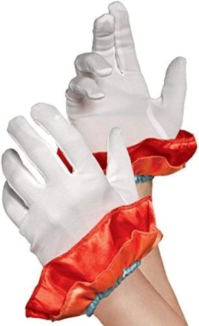 amscan 840165 White Clown Gloves, 1 Pair