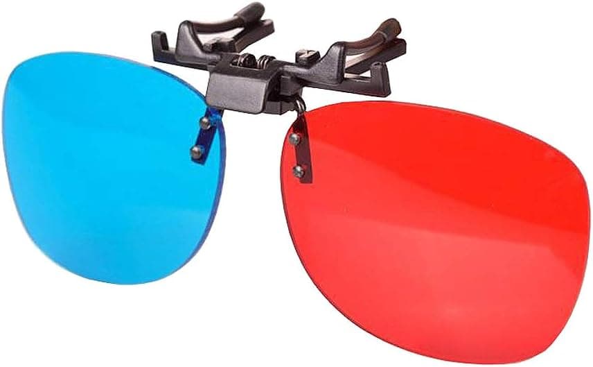 Solarson 3D Clip-on Glasses, Red Blue/Cyan Anaglyph 3D Glasses for All 3D Movies Games TV Light Weight Simple Design