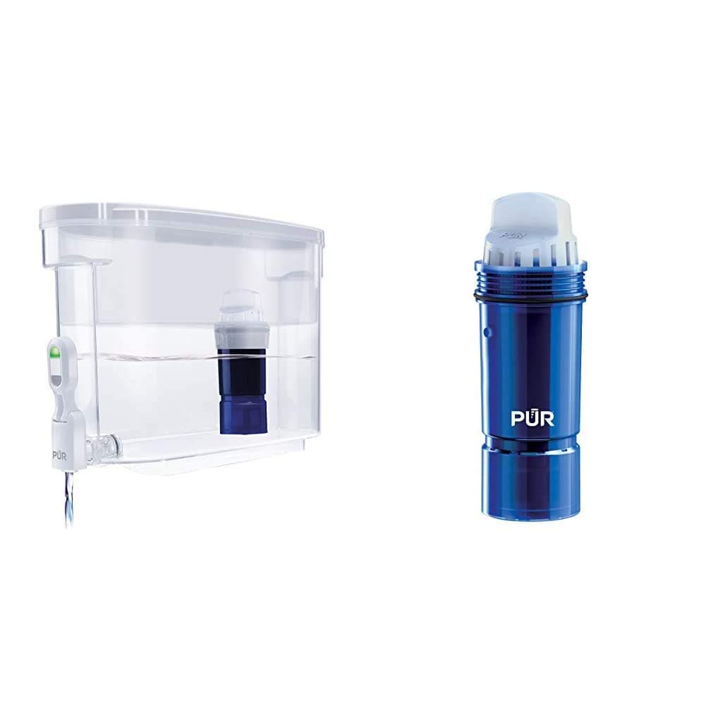 PUR Ultimate 18-Cup Water Filter Dispenser with Lead Reduction Filter, White & PPF951K Water Pitcher Replacement Filter with Lead Reduction, 1 Pack
