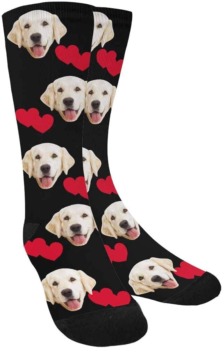 Custom Photo Red Love Hearts Socks for Valentine's Day