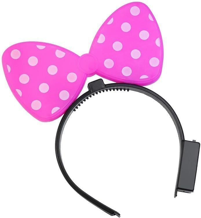 Set of 8 Light Up LED Flashing Minnie Ears and Polka Dot Bows Headbands - Various Styles (Jumbo Plastic)