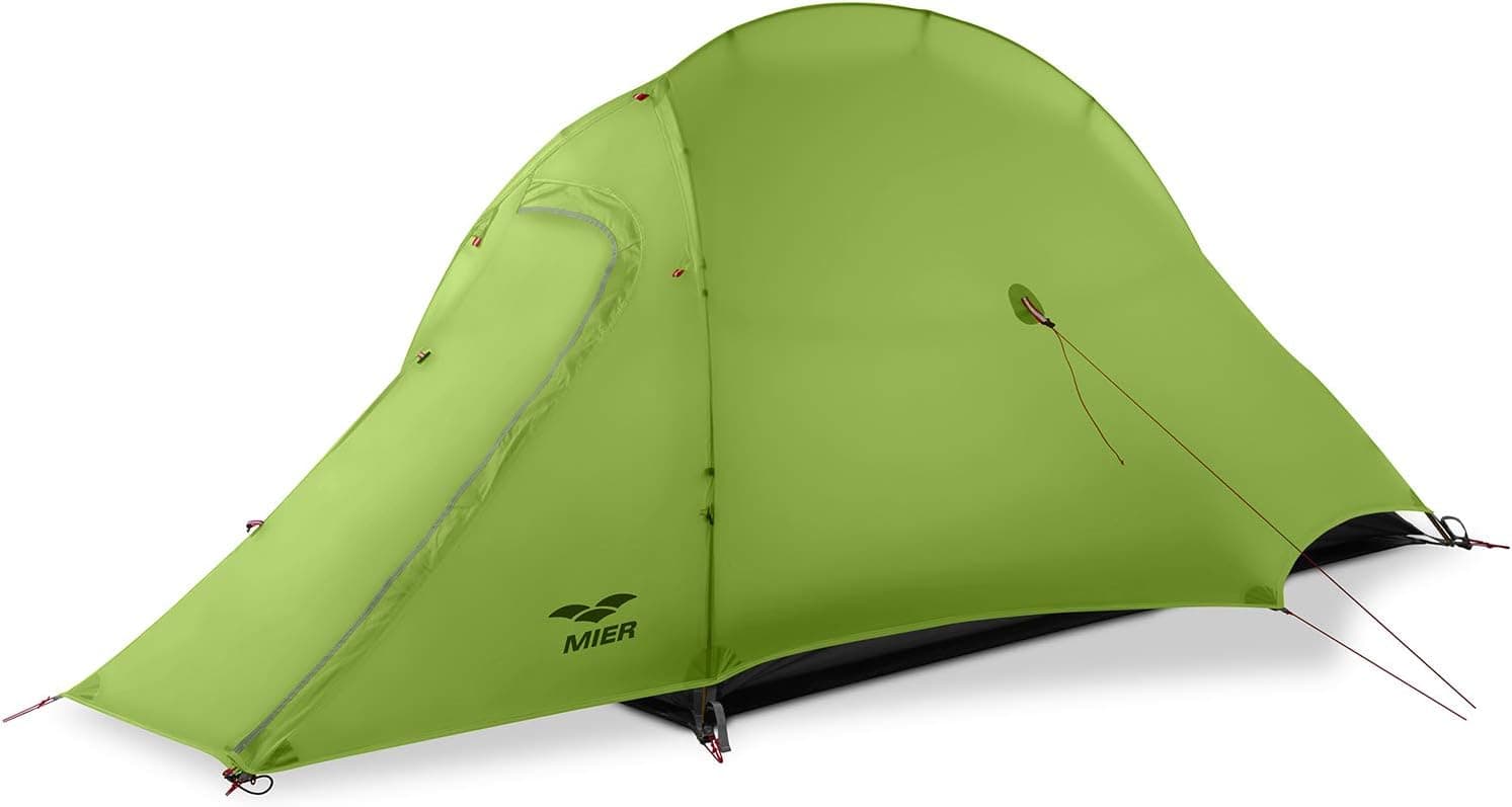 MIER Lightweight 1-Person Tent Easy Setup Outdoor Backpacking Tent, Footprint Included, Waterproof, 3 Season and 4 Season (Green-3 Seasons Tent)