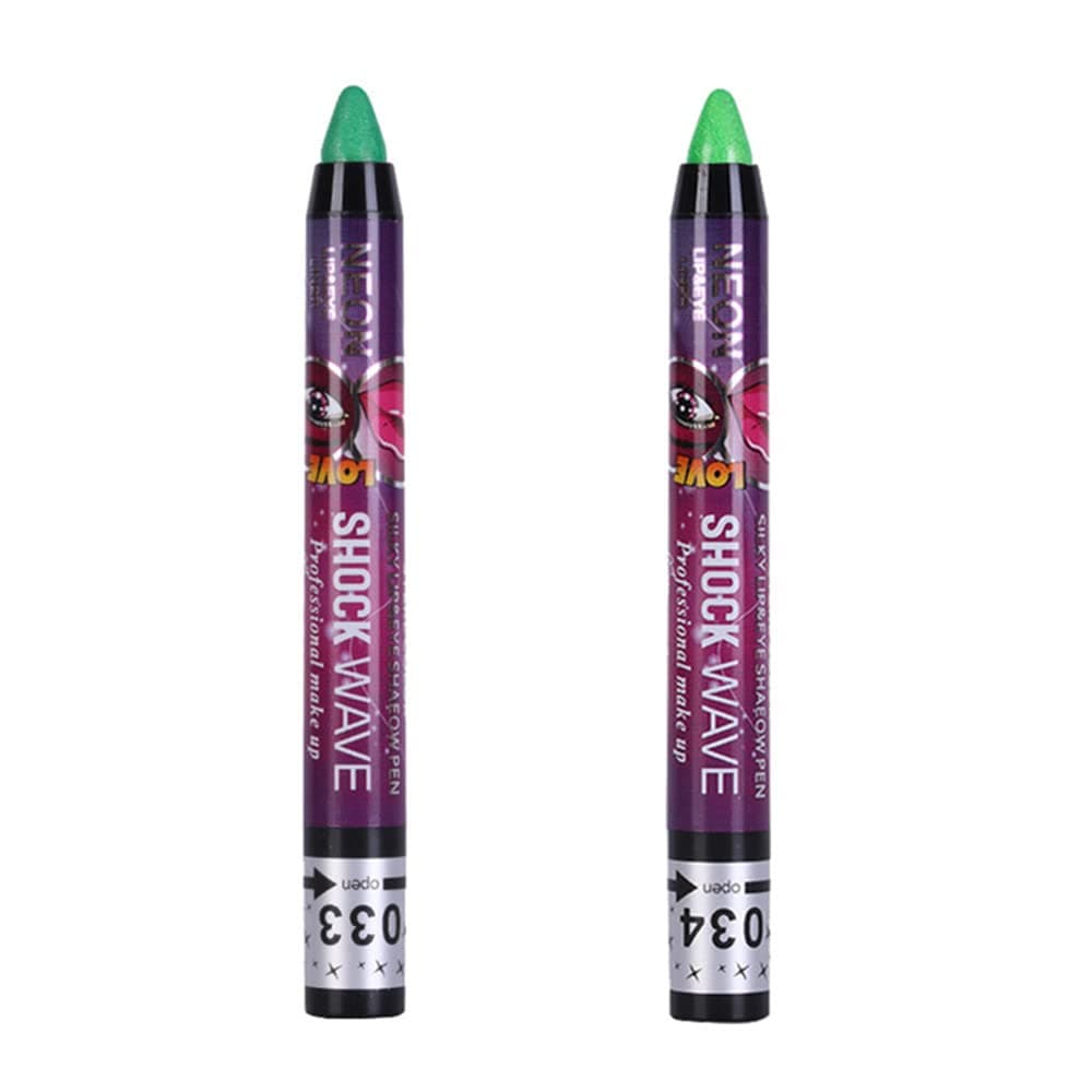 Go Ho 2PCS Green Eyeshadow Sticks,Shimmer Eye Black Ultra Pigmented Makeup Eye Shadow Powder Long Lasting Eye Shadow Pen,033 Apple Green & 034 Grass Green