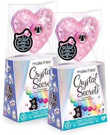 Make It Real - Crystal Secrets 2 Pack - DIY Rainbow Bead and Charm Bracelet Making Kit - Swarovski Crystal Animal Charm Bracelet - Jewelry Making Supplies for Girls