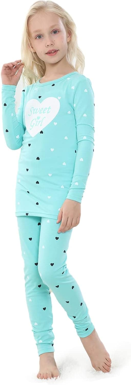 MyFav Girls' Comfy Sleepwear Hearts Shape Pajama Set Sweet Dream Leisure Nighty