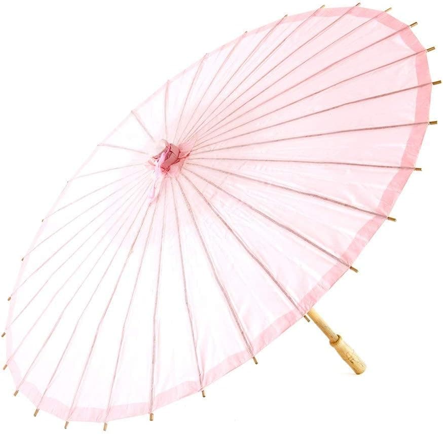 Weddingstar Paper Parasol with Bamboo Boning - Vintage Pink