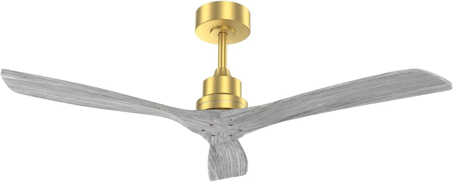 Sofucor 52 Inch Ceiling Fan Without Light Carved Wood Fan Blade Reversible DC Motor Modern Farmhouse Ceiling Fan No Light with Remote 5247BGWDSX
