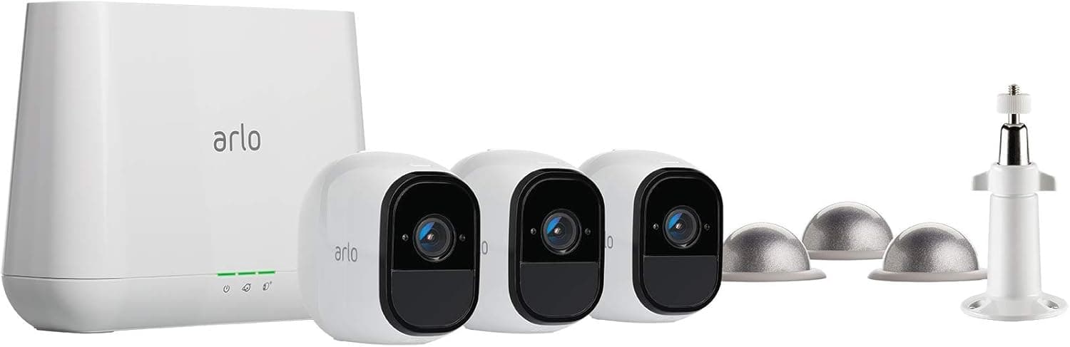 Arlo Pro - Wireless Home Security Camera Starter System | Rechargeable, Night vision, Indoor/Outdoor | 3 camera kit with wall and outdoor mount