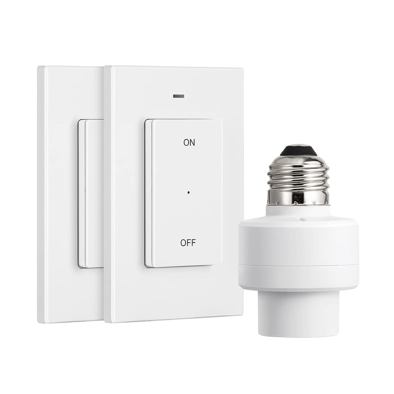 DEWENWILS Remote Control Light Socket, Wireless Light Switch for Pull Chain Light Lamp Fixtures, 100FT Range, No Wiring Needed, ETL Listed((2 Wall Mounted Switch+1 Socket, Shorter Version)