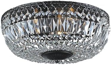 Jojospring Emilia 14-inch Antique Black Crystal Flush Mount Chandelier