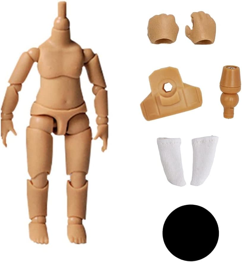 10cm Doll Body 1/12 YMY PVC Body for GSC,STO,1/12 BJD Doll Head Movable Spherical Joint Dolls Action Figure Girls Boys Toys (Suntan Skin)