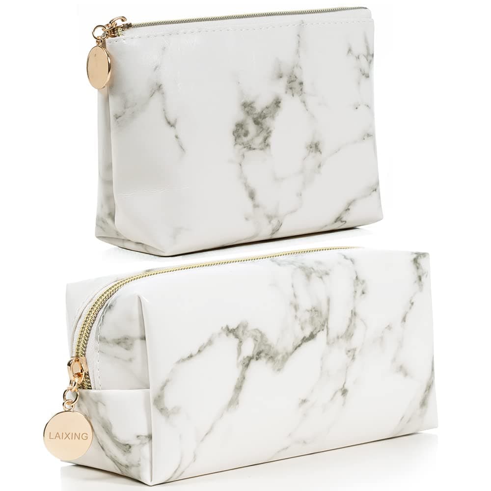 LAIXING 2Pcs Makeup Bag Small Cosmetic Bag for Purse Travel Makeup Pouch Waterproof Toiletry Bag Cosmetics Organizer for Women and Girls