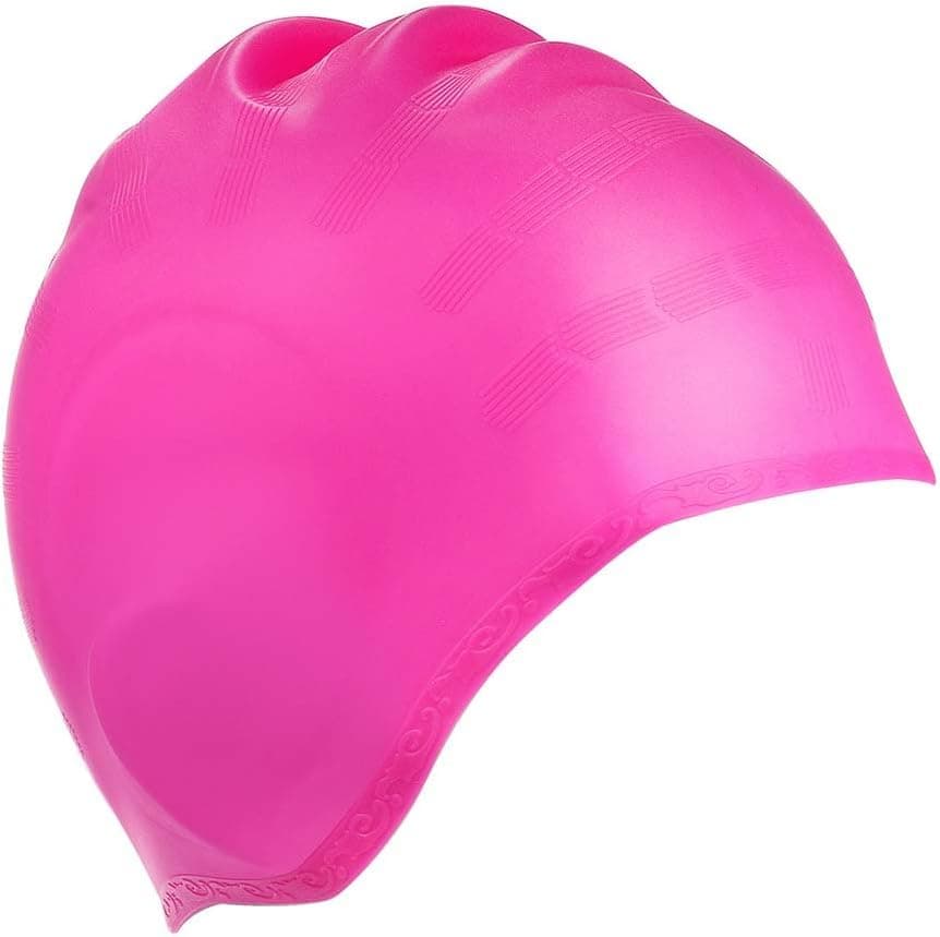 KATTEONG Swimming Cap Silicone Non-Toxic Tasteless Long Hair Swim Cap with 3D Ergonomic Design Ear Pockets and Great High Elasticity for Teenagers Women and Adults Keeps Hair Clean Ear Dry