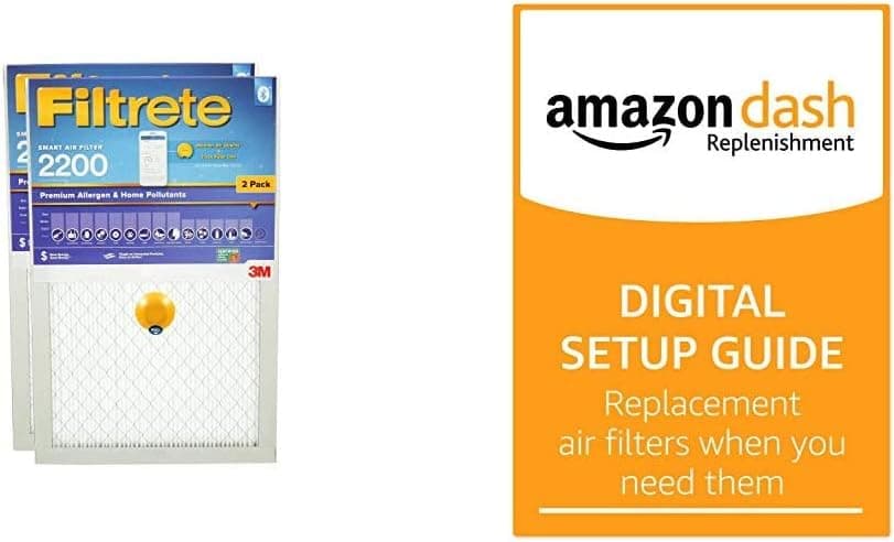 Filtrete Smart Filter 20 x 30 x 1 MPR 2200 Premium Allergen & Home Pollutants AC Furnace Air Filter 2-Pack and Amazon Dash Replenishment Digital Setup Guide