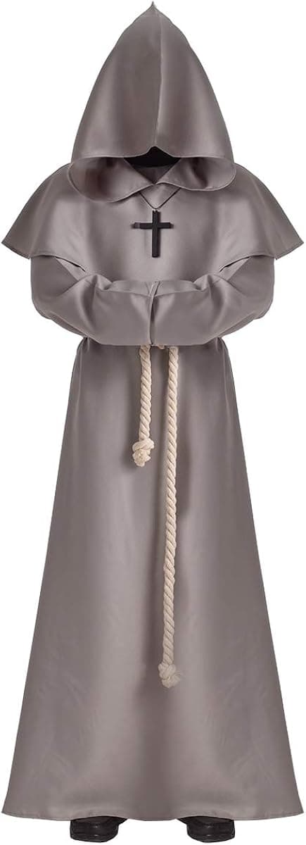 BLESSUME Friar Medieval Hooded Robe Cowl Monk Renaissance Costume Cloak