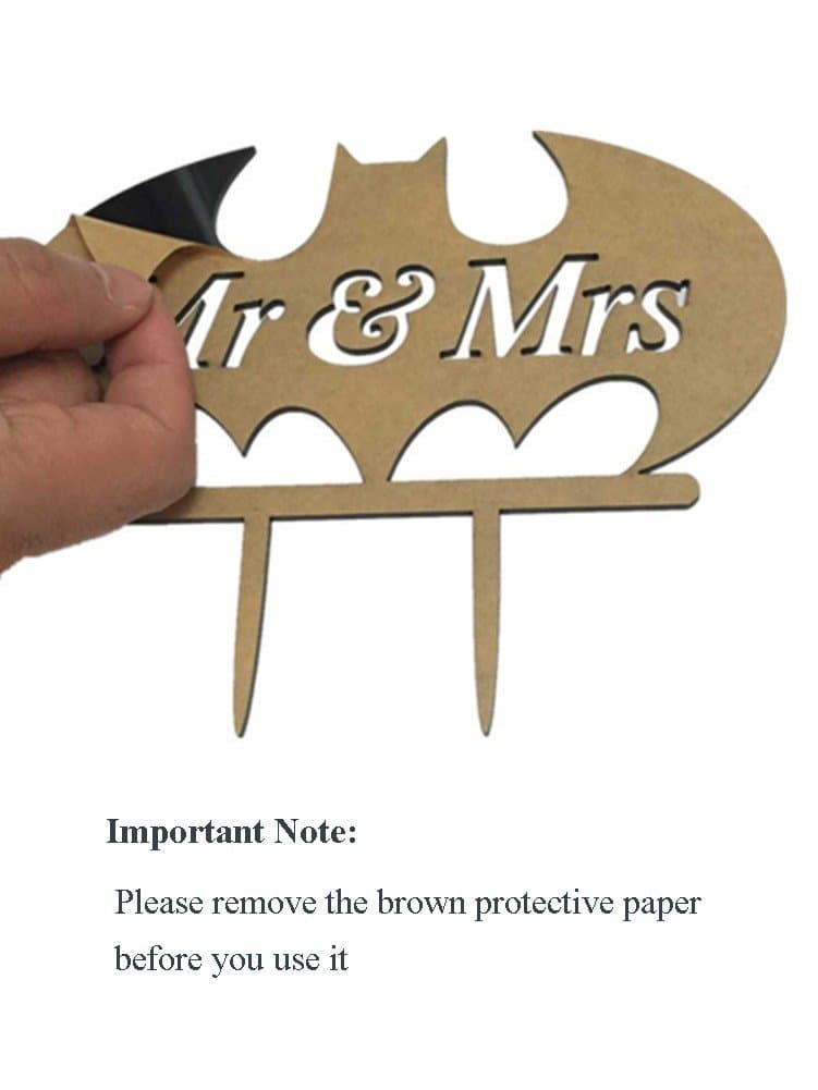 Bigbig_top Funny Black Acrylic Cake Topper, Batman Silhouette, Mr.& Mrs. Letters Wedding Cake Decoration (29 optional kinds of styles) (Style 10)