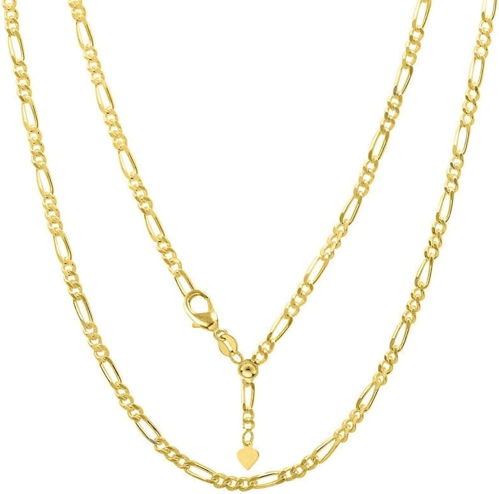 Verona Jewelers Womens 925 Sterling Silver Adjustable Chain Necklace, 2MM Figaro Chain Adjustable Necklace, Bolo Necklace For Women, Slider Necklace For Women