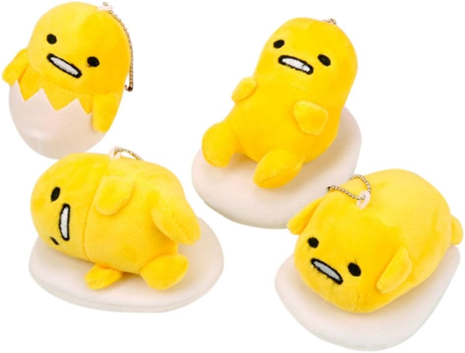 GogoForward 1Pcs Cute Lovely Gudetama Plush Toys Yellow Lazy Egg Pendant Keychain Dolls 10cm 4Styles (Random)