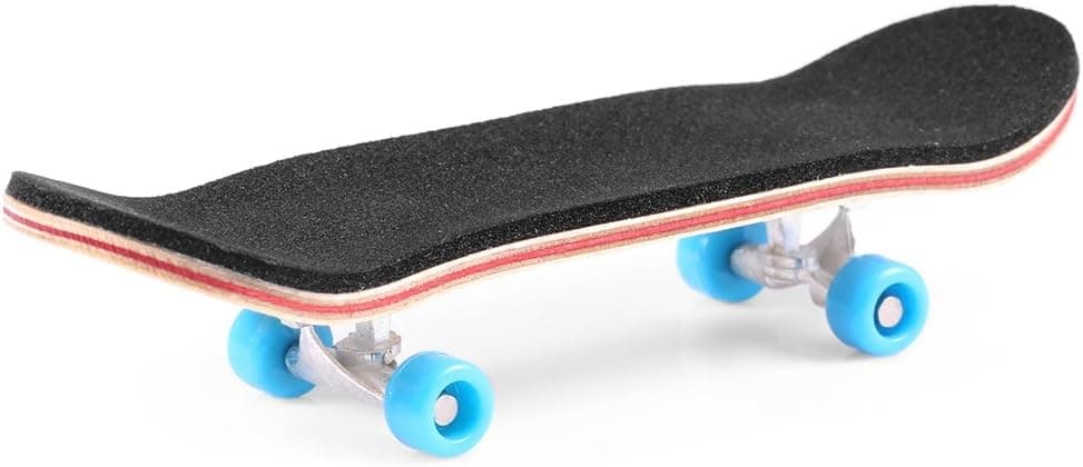 BISOZER Mini Finger Skateboard – Wooden Finger Board Ultimate Sport Training Props in Light Brown with Ball Bearings -1 Pack (Random Color Bearing Wheels)