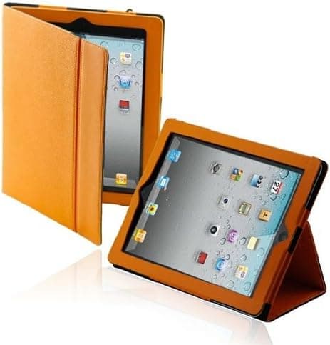 splash SAFARI Slim-Profile Leather Case Cover for The New iPad 3 and iPad 2, Orange (IPD3SFRIORNG)