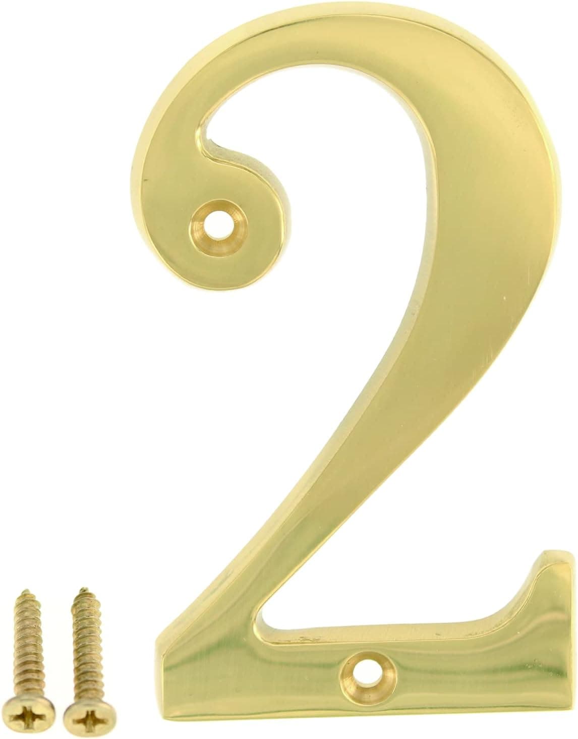 ZhongWang Hardware ZW-A100 4 Inch Bright Brass House Number 2/ZhongWang Hardware ZW-A100 Casa de latón Brillante de 4 pulgadas Número 2