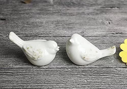 Fiyfengxiang White Ceramic Birds Figurines Home Decor Set of 2 for Living Room Decor Office Home Decoration Ornaments Grden Statues